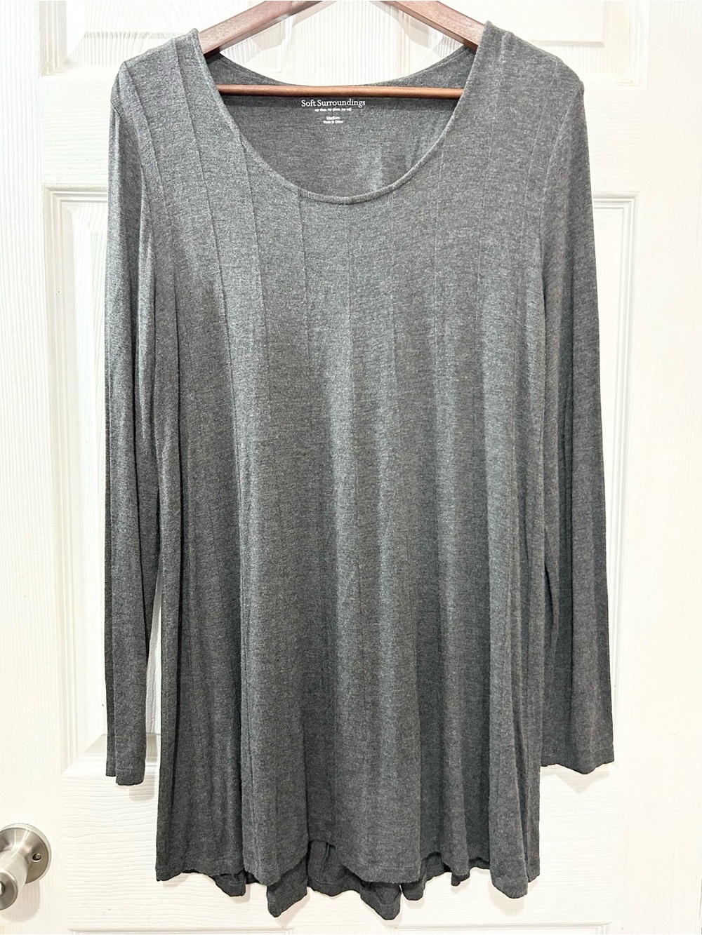 Soft Surroundings Gray Long Sleeve Ribbed Swing Tunic Top Medium